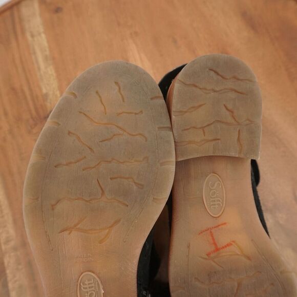 Sofft Womens Brinkley Ankle Boots Fold Over Black Suede Perforated Block Heel 6M - Picture 11 of 11